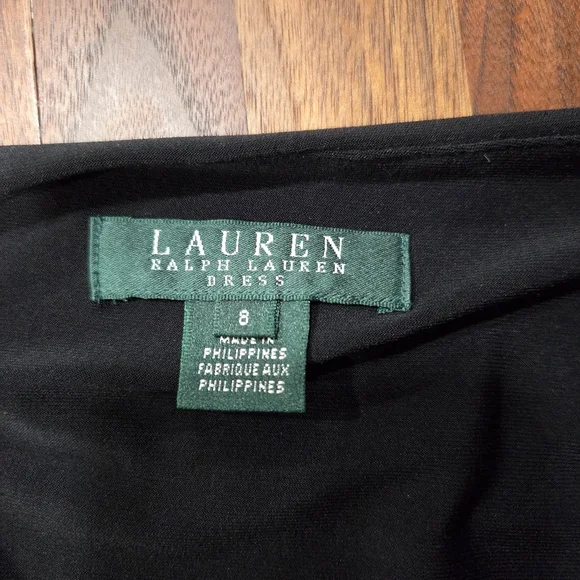 Lauren Ralph Lauren Ruched Surplice Neckline Faux Wrap Dress Size 8 - Picture 11 of 11